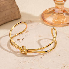 Hot sale knotted design stainless steel cuff bangle bracelet arm bangle