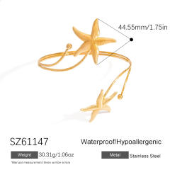 Summer holiday design starfish conch flower butterfly design stainless steel arm bangle