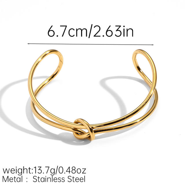 Hot sale knotted design stainless steel cuff bangle bracelet arm bangle