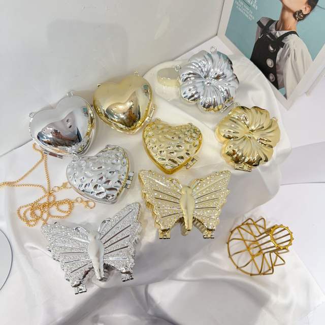 Women's Diamond-encrusted Butterfly heart flower Mini Bag Acrylic Bag purse bag