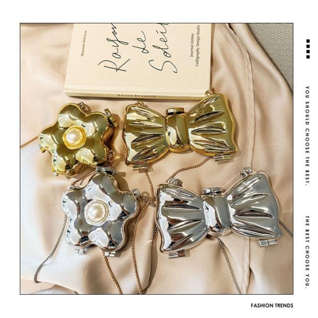 2025 acrylic bag pearl flower bag bow mini bag purse bag