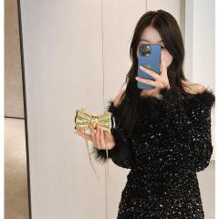 2025 acrylic bag pearl flower bag bow mini bag purse bag