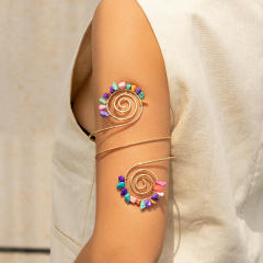 African Tribal Style Gravel Arm Ring Beaded Spiral Line arm bangle