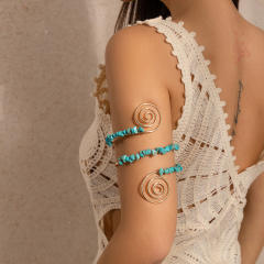 African Tribal Style Gravel Arm Ring Beaded Spiral Line arm bangle