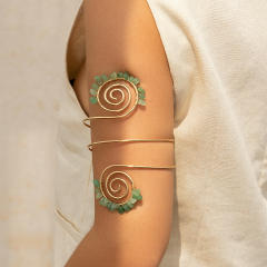 African Tribal Style Gravel Arm Ring Beaded Spiral Line arm bangle