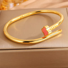 Women's stainless Steel Color-free Four-leaf Clover Nail bangle bracelet
