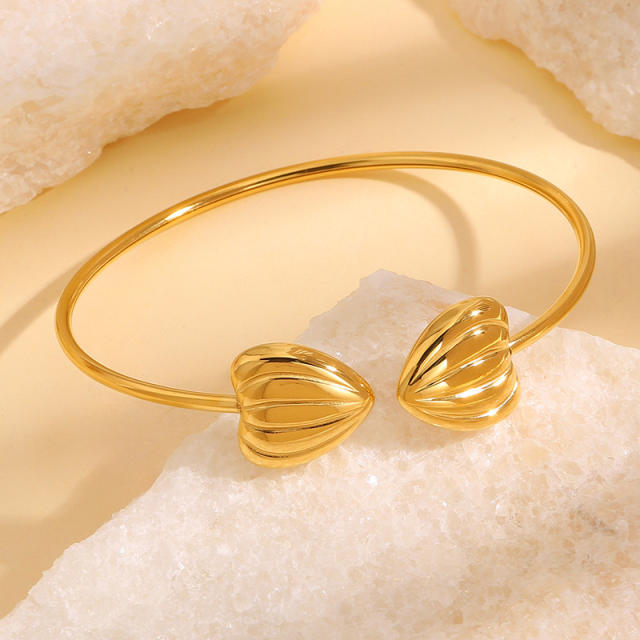 Summer hot sale pearl flower starfish heart triangle design stainless steel cuff bangle bracelet holiday hand jewelry