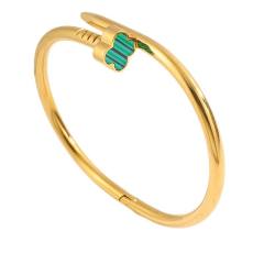 Women's stainless Steel Color-free Four-leaf Clover Nail bangle bracelet