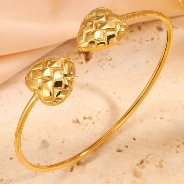 Summer hot sale pearl flower starfish heart triangle design stainless steel cuff bangle bracelet holiday hand jewelry