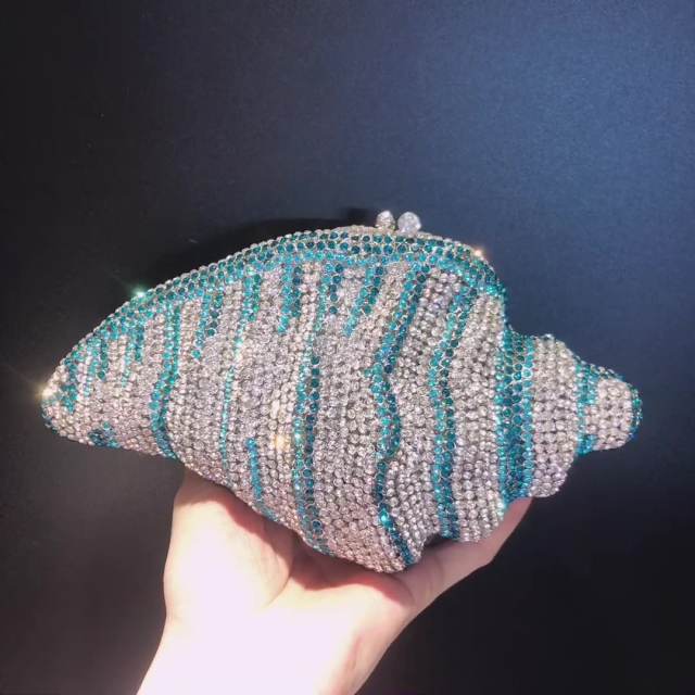 New conch diamond clutch luxury hollow diamond evening bag Stone clutch bag
