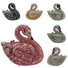 Crystal evening bag diamond-encrusted evening bag animal swan full diamond hand banquet clutch bag
