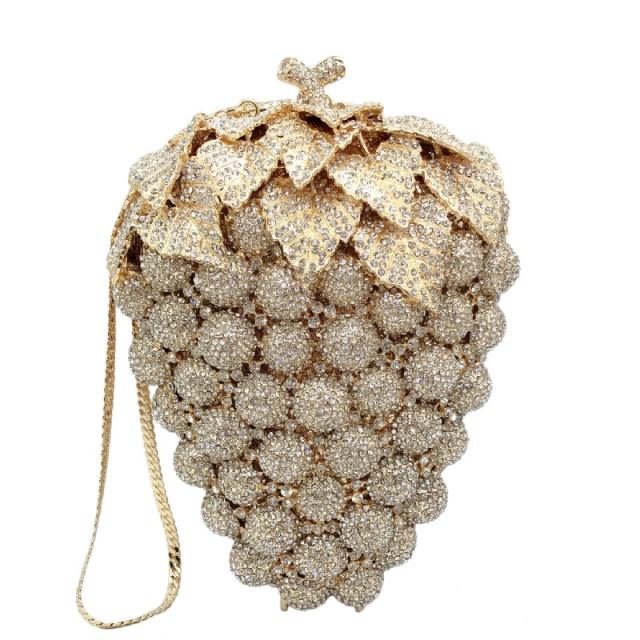 Foreign Trade New Style Grape Diamond-encrusted Banquet Bag Hollow Metal Full Diamond clutch bag