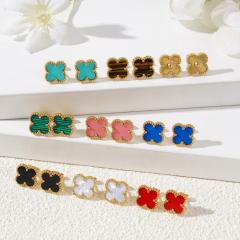 13mm four-leaf clover earrings 18K stainless steel earrings for women