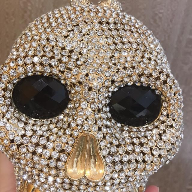 Diamond skull evening bag storage bag Halloween metal three-dimensional bag women's clutch