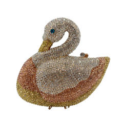 Crystal evening bag diamond-encrusted evening bag animal swan full diamond hand banquet clutch bag