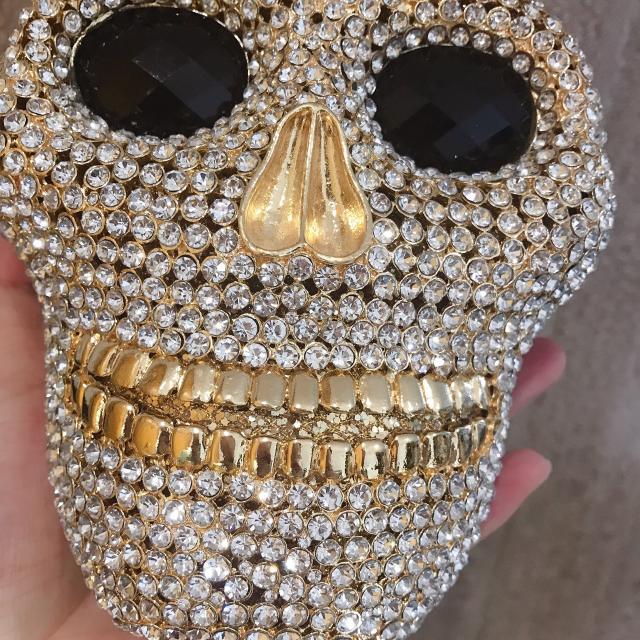 Diamond skull evening bag storage bag Halloween metal three-dimensional bag women's clutch