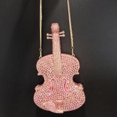 Violin diamond-encrusted evening bag banquet rhinestone clutch bag