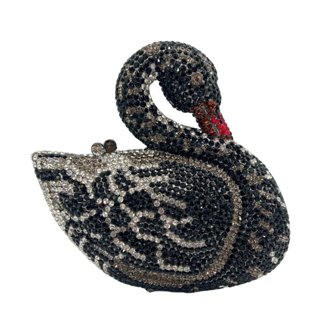 Crystal evening bag diamond-encrusted evening bag animal swan full diamond hand banquet clutch bag