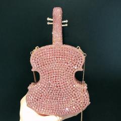 Violin diamond-encrusted evening bag banquet rhinestone clutch bag