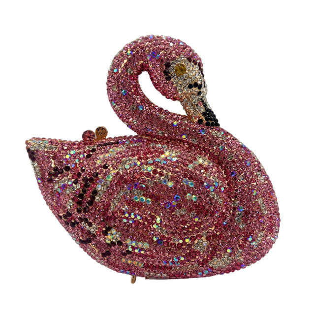 Crystal evening bag diamond-encrusted evening bag animal swan full diamond hand banquet clutch bag