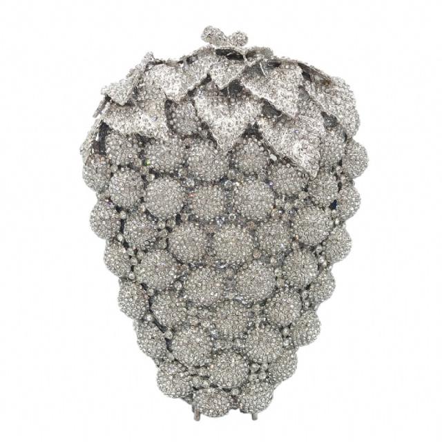 Foreign Trade New Style Grape Diamond-encrusted Banquet Bag Hollow Metal Full Diamond clutch bag