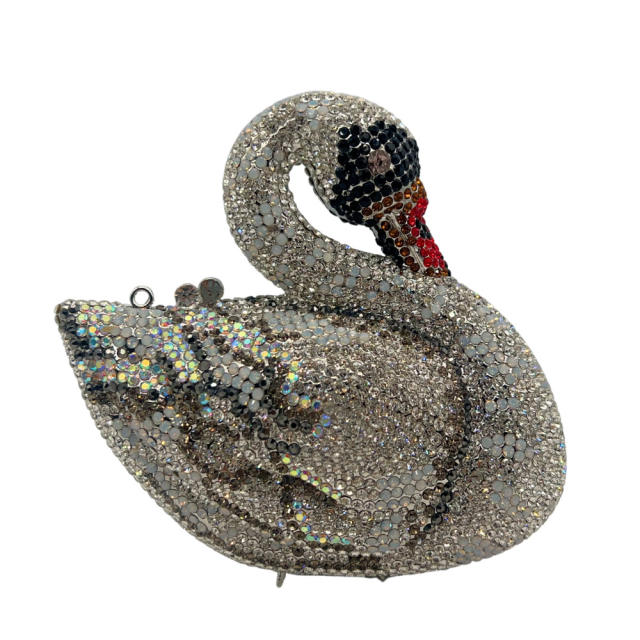 Crystal evening bag diamond-encrusted evening bag animal swan full diamond hand banquet clutch bag