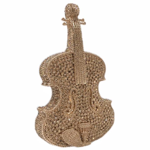 Violin diamond-encrusted evening bag banquet rhinestone clutch bag