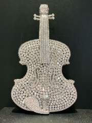 Violin diamond-encrusted evening bag banquet rhinestone clutch bag