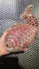 Cute goldfish rhinestone bag hollow metal crystal evening bag women clutch bag