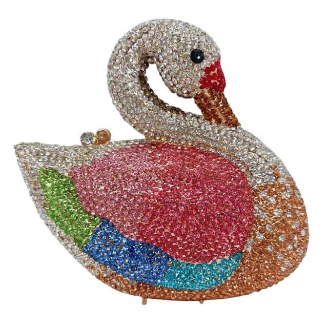 Crystal evening bag diamond-encrusted evening bag animal swan full diamond hand banquet clutch bag