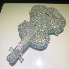 Violin diamond-encrusted evening bag banquet rhinestone clutch bag