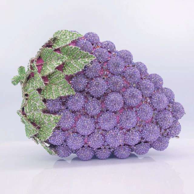 Foreign Trade New Style Grape Diamond-encrusted Banquet Bag Hollow Metal Full Diamond clutch bag