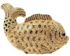 Cute goldfish rhinestone bag hollow metal crystal evening bag women clutch bag