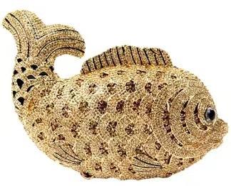 Cute goldfish rhinestone bag hollow metal crystal evening bag women clutch bag