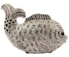Cute goldfish rhinestone bag hollow metal crystal evening bag women clutch bag