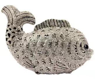 Cute goldfish rhinestone bag hollow metal crystal evening bag women clutch bag