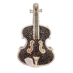 Violin diamond-encrusted evening bag banquet rhinestone clutch bag