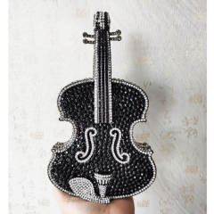 Violin diamond-encrusted evening bag banquet rhinestone clutch bag