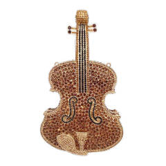 Violin diamond-encrusted evening bag banquet rhinestone clutch bag