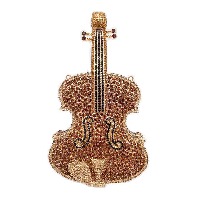 Violin diamond-encrusted evening bag banquet rhinestone clutch bag