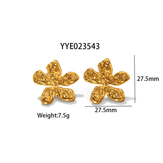 Fashion irregular earrings high sense summer flower leafs geometric stainless steel earrings