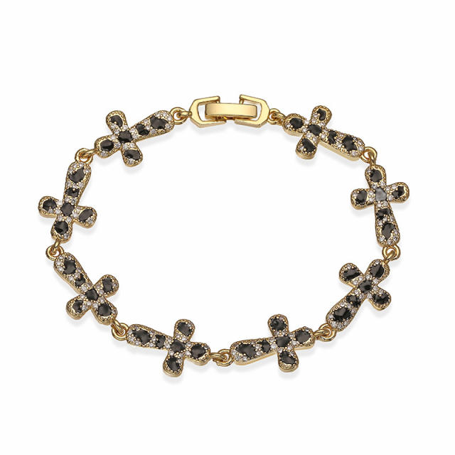 Gold plated Copper Inlaid Zircon Leopard Pattern Star-Shaped Love Bracelet