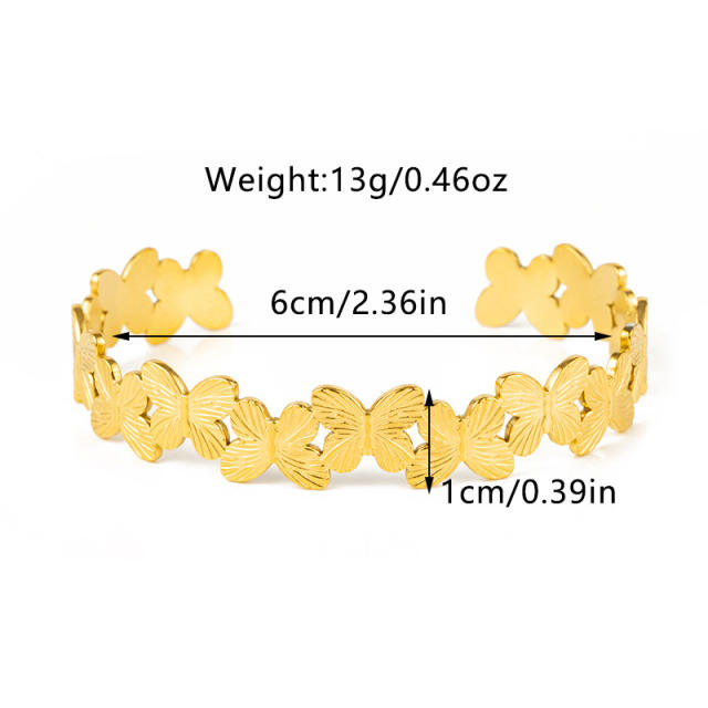 18KG sweet flower stainless steel cuff bangle bracelet arm bangle