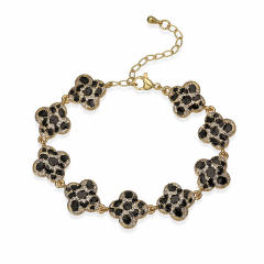 Gold plated Copper Inlaid Zircon Leopard Pattern Star-Shaped Love Bracelet