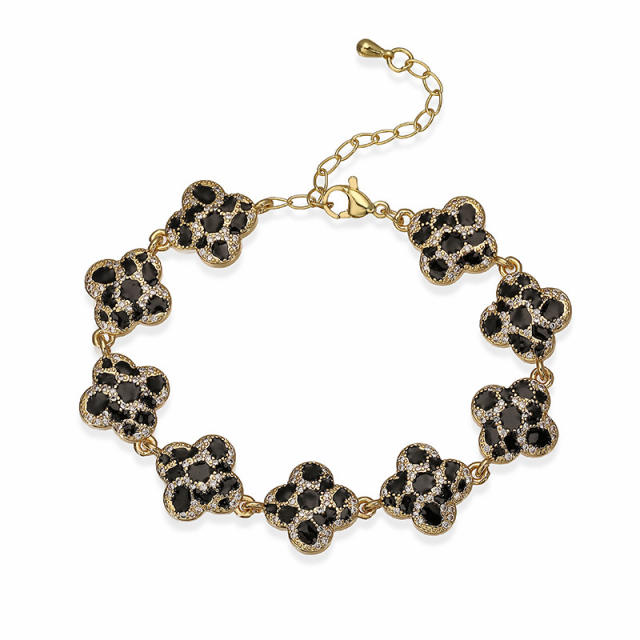 Gold plated Copper Inlaid Zircon Leopard Pattern Star-Shaped Love Bracelet