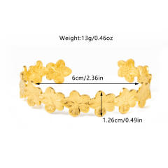 18KG sweet flower stainless steel cuff bangle bracelet arm bangle