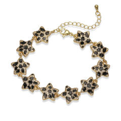 Gold plated Copper Inlaid Zircon Leopard Pattern Star-Shaped Love Bracelet