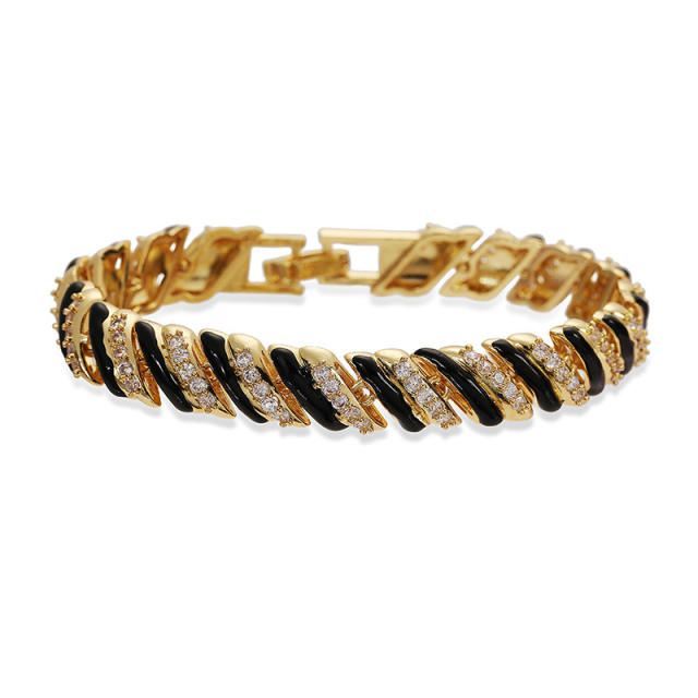 Gold plated Copper Inlaid Zircon Leopard Pattern Star-Shaped Love Bracelet