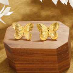 18K stainless steel butterfly studs earrings for women