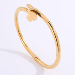 New love four-leaf clover nail bracelet stainless steel bangle
